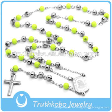 Cristo Collar Religioso Rosario Collar Cruz Colgante Verde Rosario Granos Cadena Larga Para Mujeres Hombres